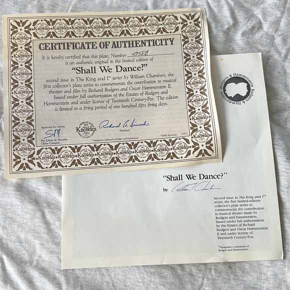 💖”Shall We Dance .” Numbered Collector
Plate, 8 1/2 round
Plate # 800SD - Picture 3 of 3